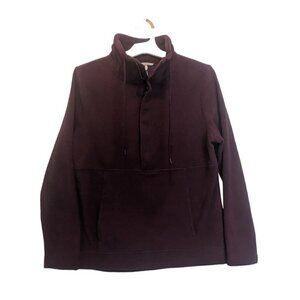 Avalanche Womens Zip Mock Neck Textured Fleece Pullover With Pocket Purple Med